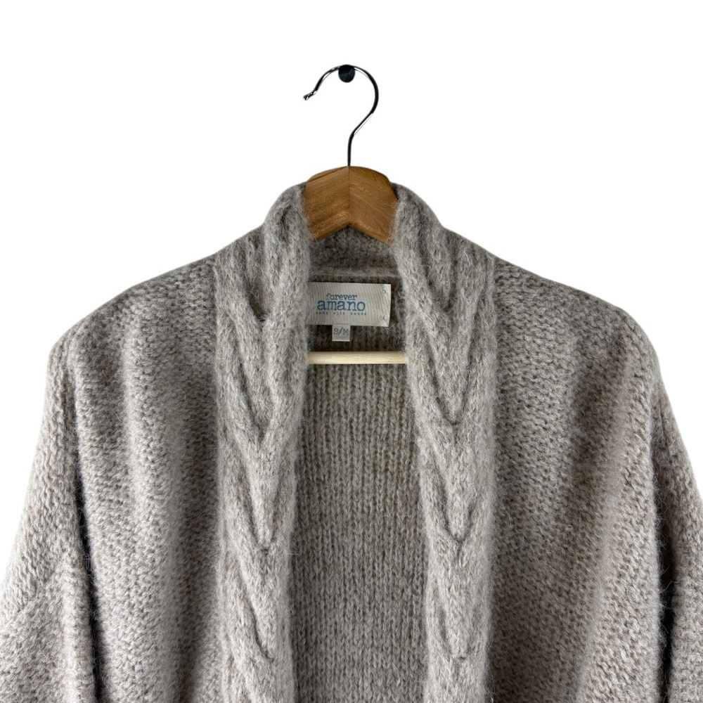 Forever Amano Hand Knit Alpaca Open Front Longline Cardigan S/M — image 4 of 7